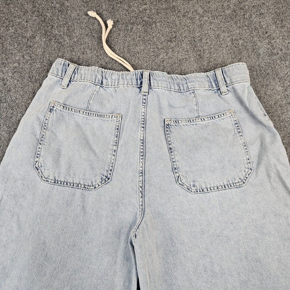 Lucky Brand Womens Light Wash Wide Leg Drawstring Denim Jeans Raw Hem Large - Picture 12 of 12
